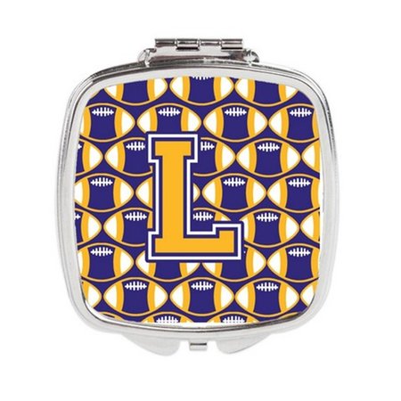 CAROLINES TREASURES Letter L Football Purple and Gold Compact Mirror CJ1064-LSCM